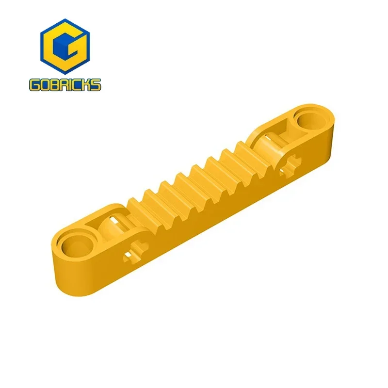 Gobricks 1 Pcs MOC Gear Rack 1 x 7 with Axle and Pin Holes Compatible With 87761 65127 Model Building Blocks Parts Kids DIY Toys