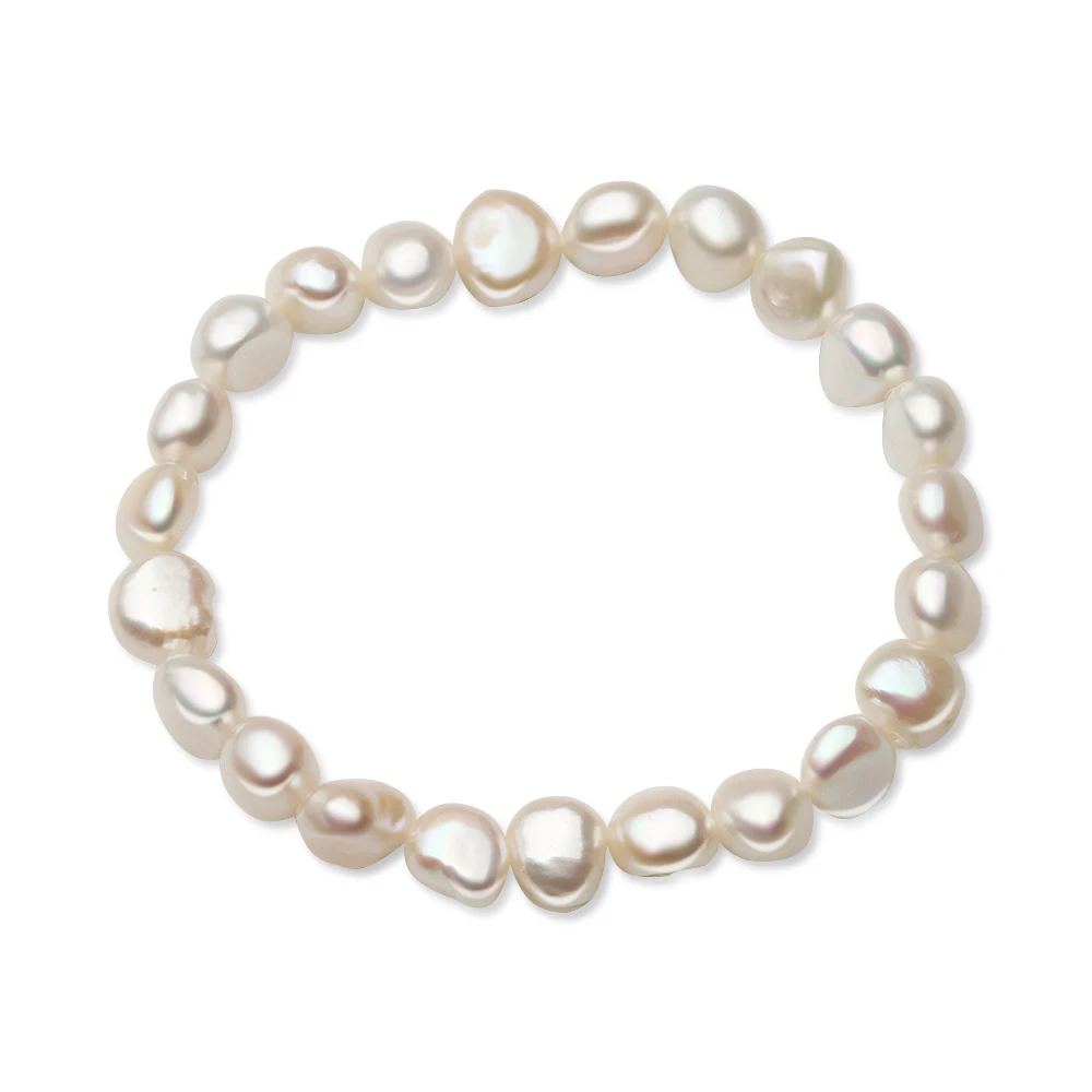

Real Freshwater Baroque Wide Pearl Elastic Bracelet,Large Pearl Jewelry Bracelet Adjustable Wife Mother Girls Gift White Black