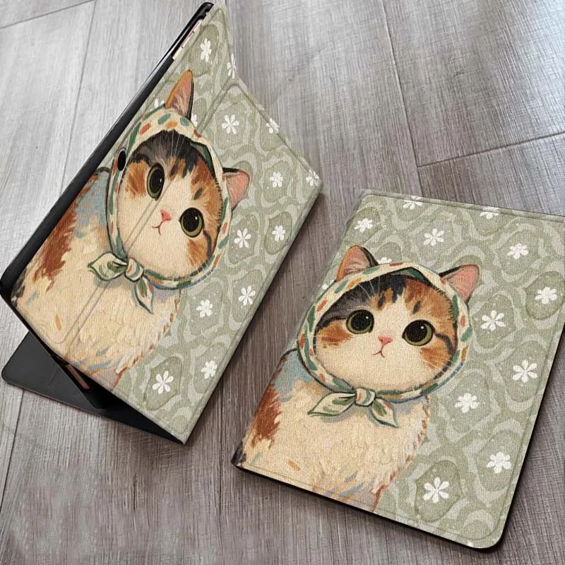 

Vintage Cat Cartoon Pattern For OPPO Realme Pad 3 11 2 4 Pro Air Neo SE X 11 11.61 11.4 12.1 13.2 Inch Tablet Case