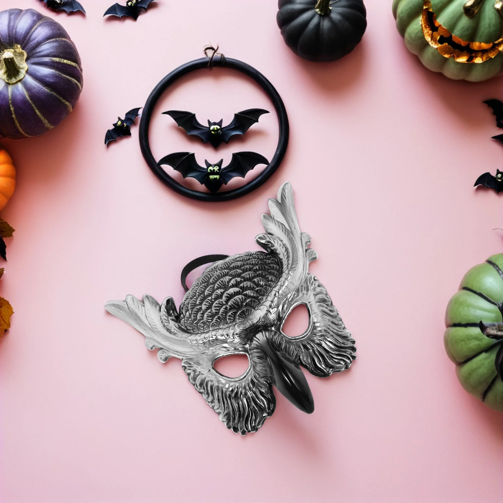 قناع تنكر على شكل بومة بلاستيكي نصف وجه على شكل حيوان إكسسوار لزينة حفلات الهالوين كرنفال