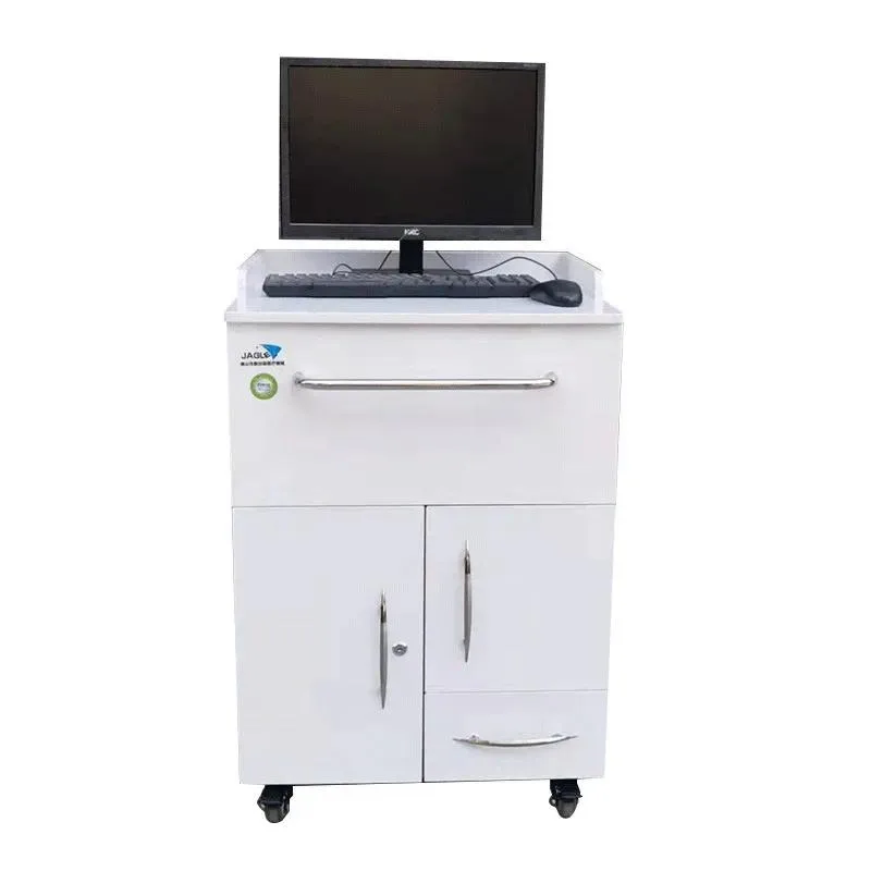 Dental Mouth Sweeper PVC Stainless Steel Side Cabinet Dental Material Corner Cabinet with Pulley