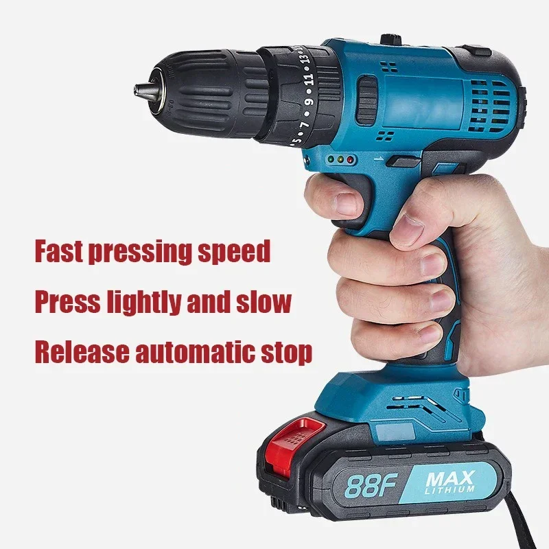 21V Rechargeable Drill Set Small Cordless Electric Drill Wireless Electric Screwdriver with Light Professional Magnetic Drill