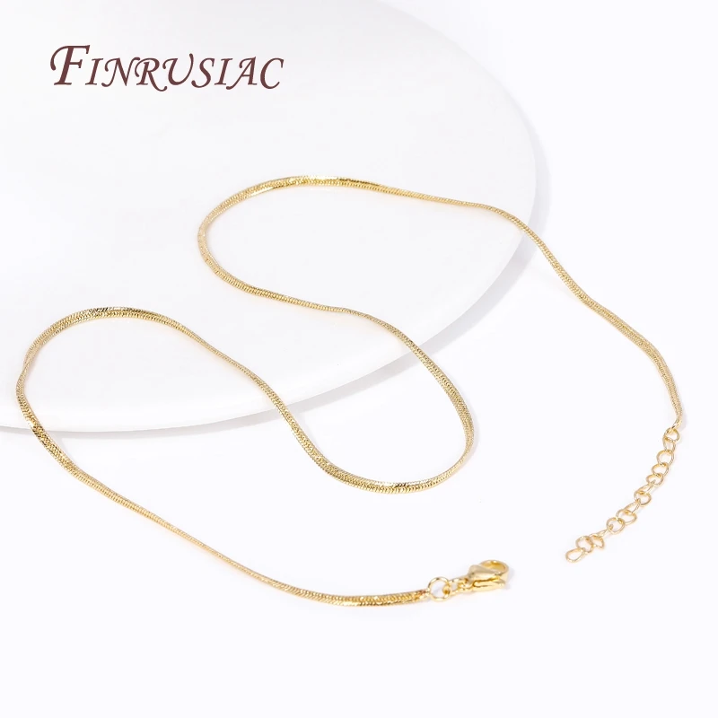 Fashion Blade Snake Chain Necklace 18K Gold Plated Brass Metal Thin Chains For Women Men Jewelry Accessories Findings