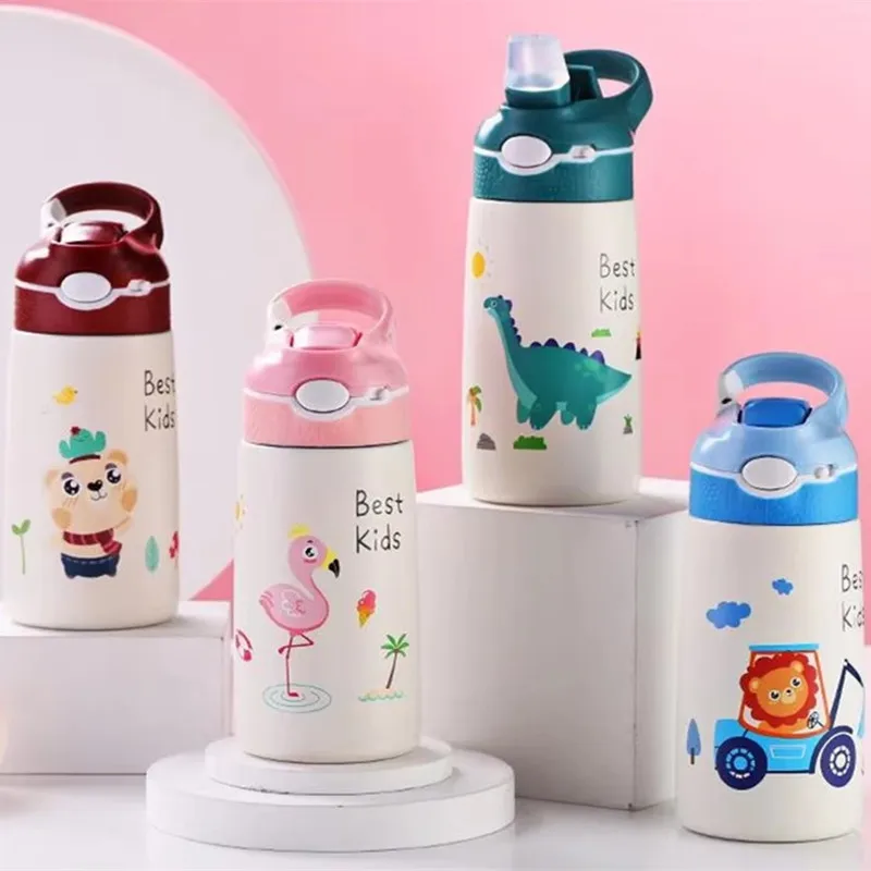 400ML Children Thermos Water Bottle Kids Thermos Mug Duck Billed Straw 316 Stainless Steel Vacuum Flasks Tumbler Thermo Cup