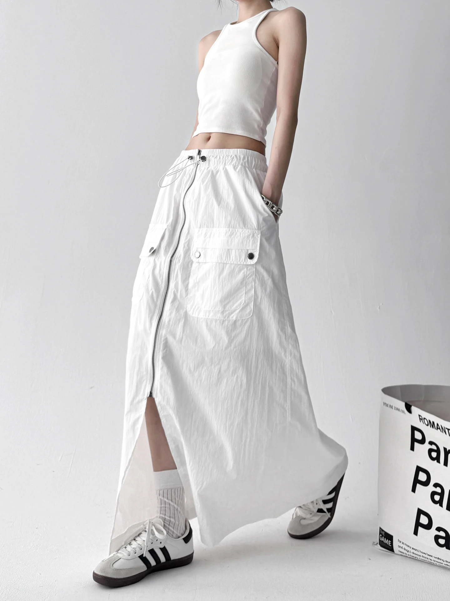 Hohe Taille A-Linie Rock Koreanische Sle Frontschlitz Arbeitskleidung Dr frauen ular Abnehmen Casual Röcke für Sommer 2025,