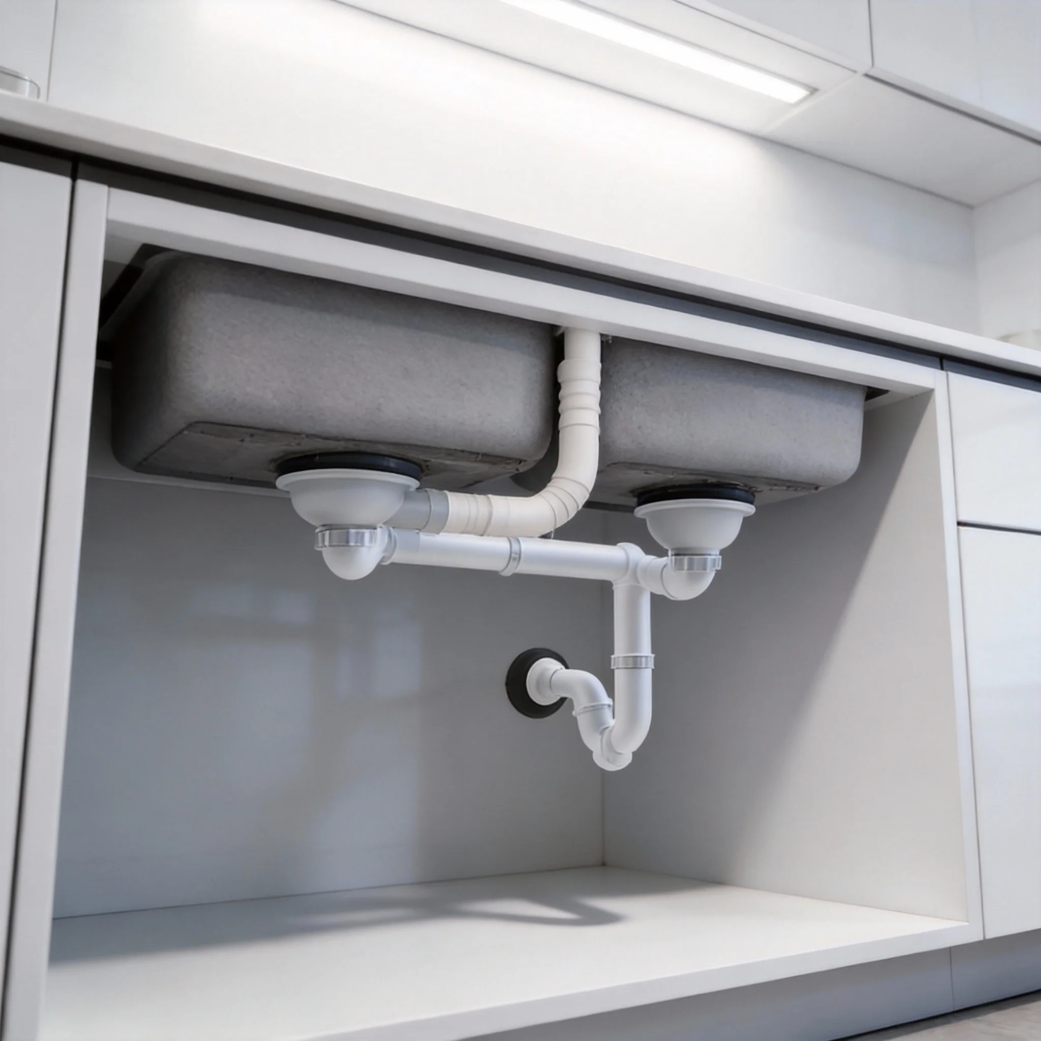 

Double Sink Basin Waste Kit Strainer With 114mm Extension Drainer Deodorant U-bend Water Trap Drain Pipe Kitchen Accessories