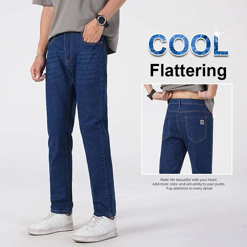 

Мужские джинсы на осень-зиму 2025 года, повседневные легкие деловые стильные облегающие модные универсальные длинные брюки, большие размеры 38