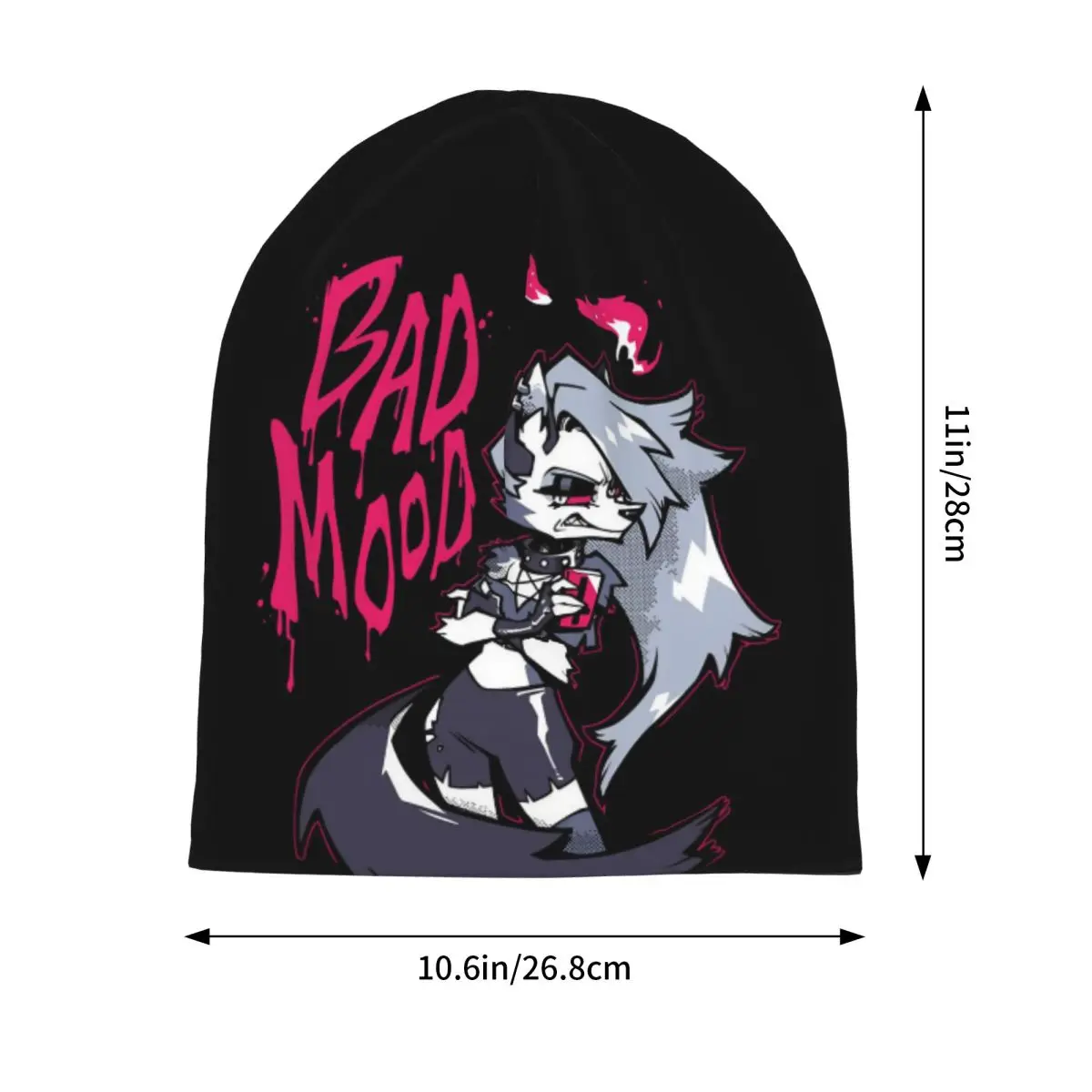 Loona Bad Mood Cap Helluva Boss Hip Hop Men Women Street Skullies Beanies Hat Spring Warm Dual-use Bonnet Hats