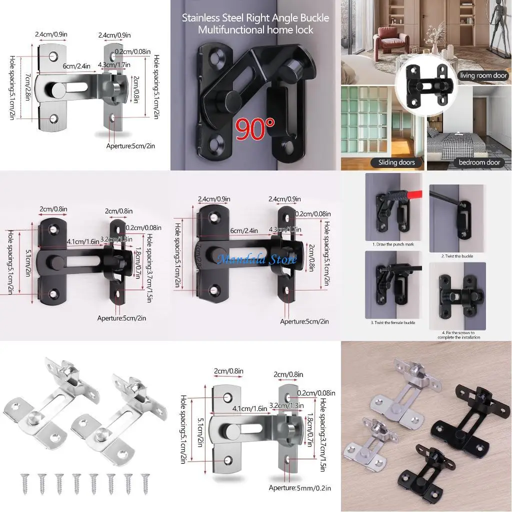 

U2JC 2x замок для раздвижной двери сарая для защелки для карманных дверей гаража и сарая, дерево G