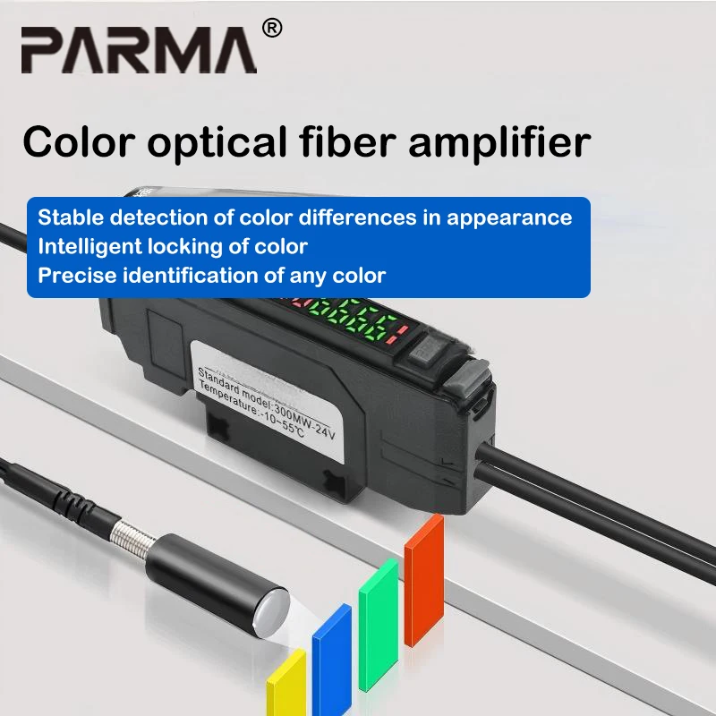 Color amplifier recognizes color mark sensor for high-precision white light packaging label deviation and positioning detection