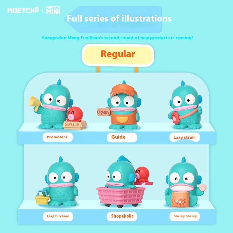 Sanrio Hangyodon ซูเปอร์มาร์เก็ตสมาชิก Day Series Mini Bean Blind Box รูปน่ารักสะสมโต๊ะ Decor Kawaii ตัวอักษรของขวัญ