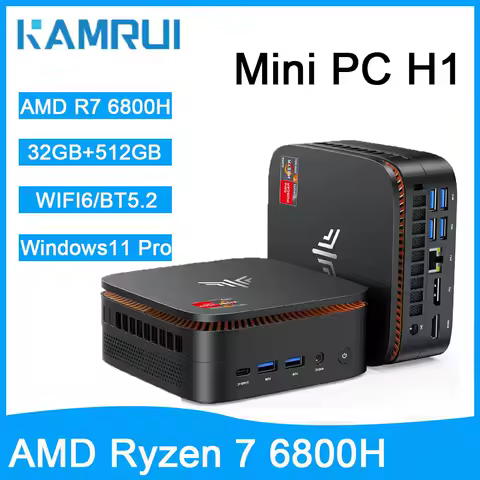 KAMRUI Mini PC AMD Ryzen7 6800H 32GB LPDDR5 1TB NVMe SSD up to 4.7GHz Dual Channel WIFI6 BT5.2 Win11pro Desktop Gaming Computer