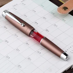T2 Elastic Piston Fountain Pen Acrylic Metal Matte Boby EF/F/M/Bent Nib Large-Capacity Business Office Gift Ink Pen