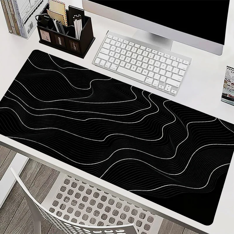 Large Mouse Pad Gamer Home Computer HD Mousepad Artistic lines desk mat Black Keyboard Pad xxl Carpet