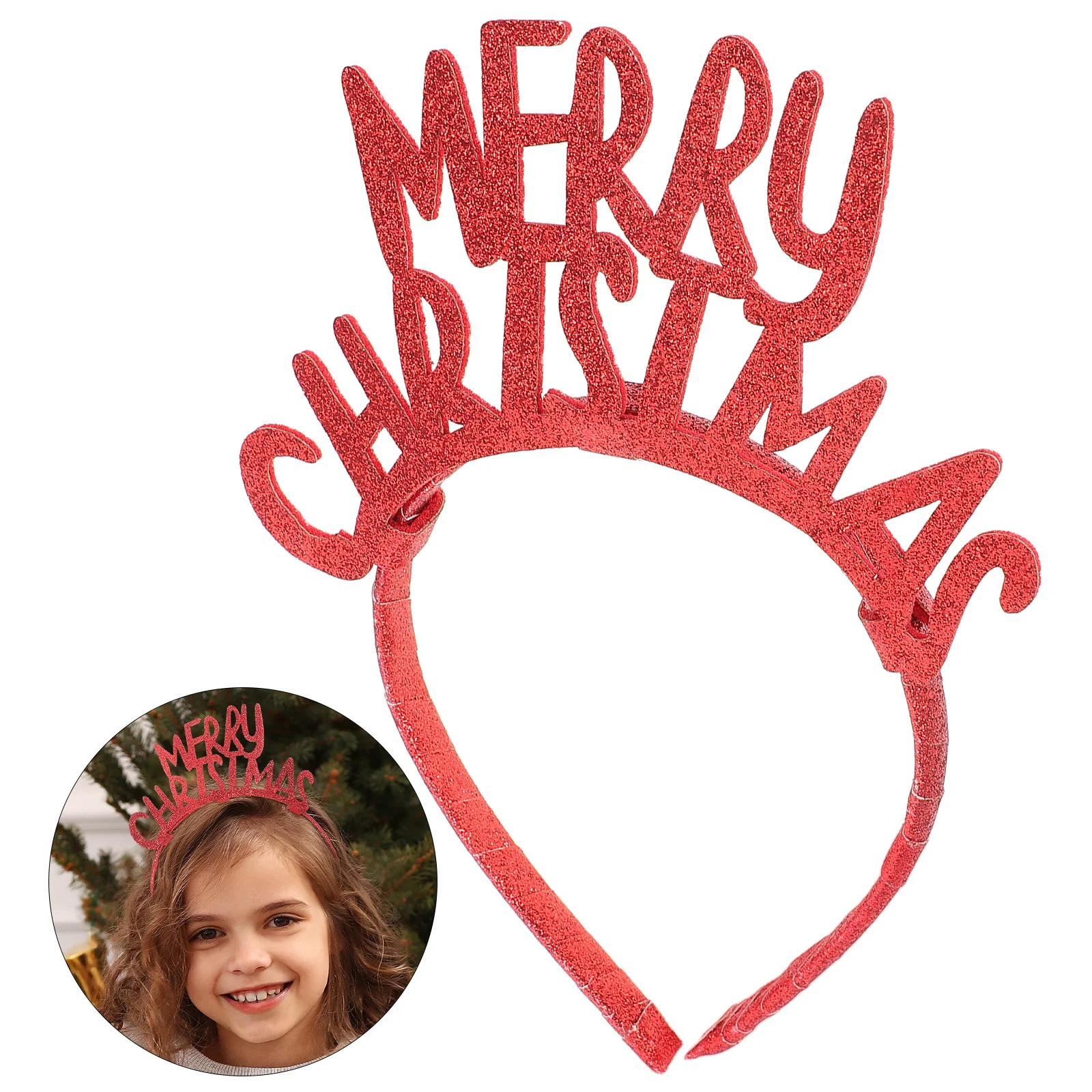 

1pcs Christmas Hair Hoop Cute Alphabet Decor Holiday Headband For Kids Festival Party Wear Merry Christmas Sparkling Xmas Party