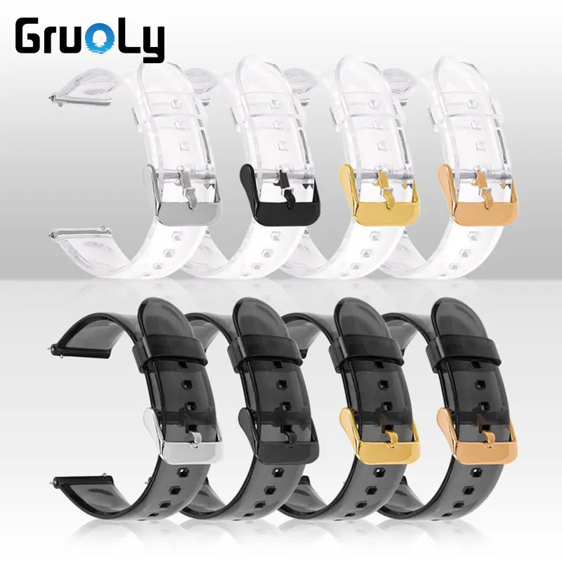 Transparent Silicone Watchband For Samsung Huawei Smart WATCH Wrist Strap Bracelet 20mm 22mm Universal Wrist Band Accessories