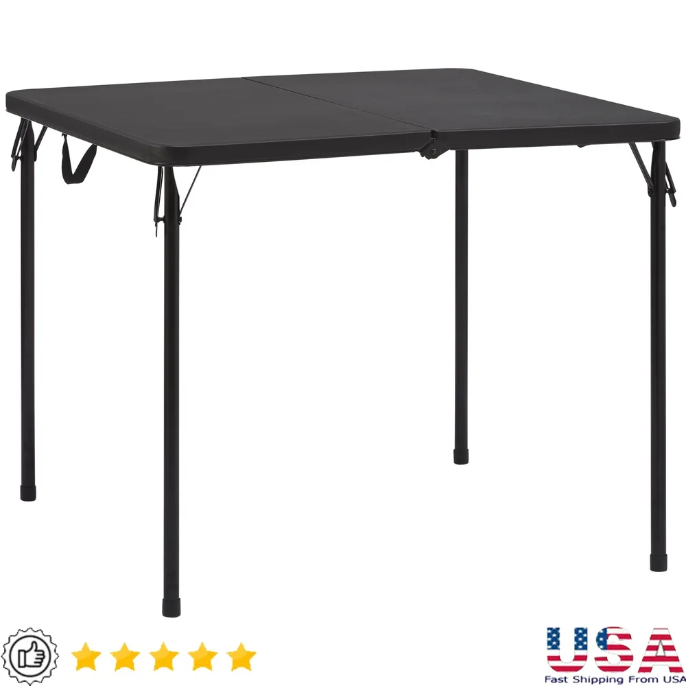 

Folding Square Resin Table Portable Easy Storage Ideal Indoor Outdoor Use Perfect Parties Game Nights Crafting Black 34 Inch