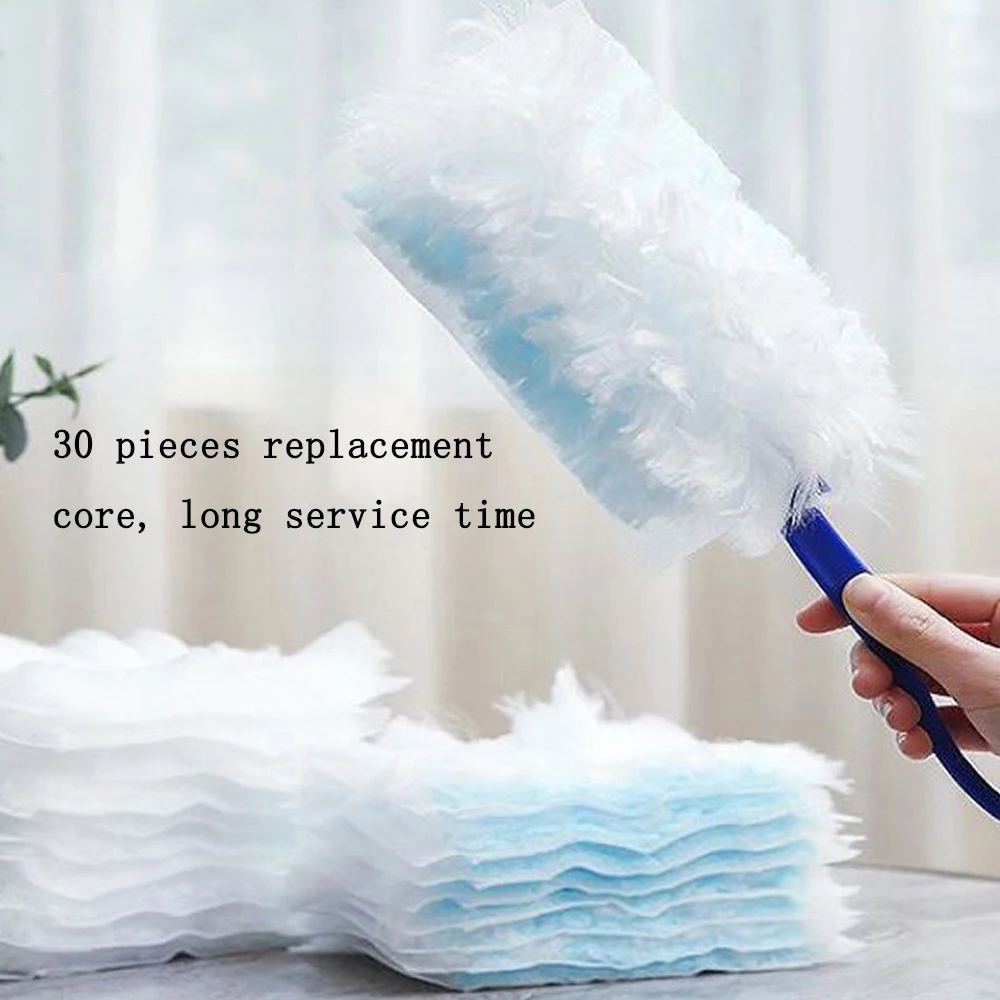 30PCS Dust Magnet Cloth Dust Brush Electrostatic Absorbent Fiber Duster Air-condition Car Furniture Clean Microfiber with Handle