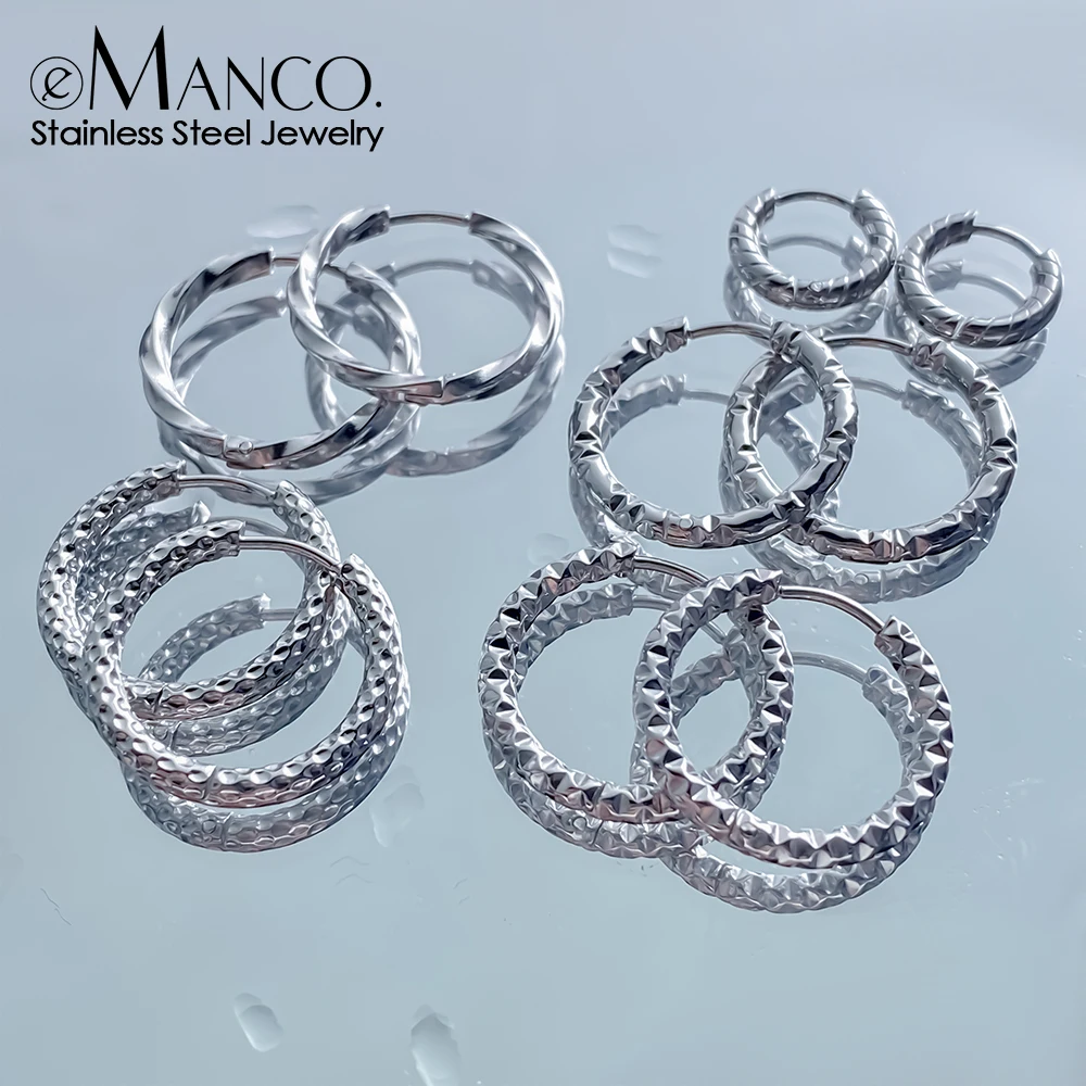 EMANCO Stainless Steel Hoop Earrings Minimalist Style Geometric Daily Commute Versatile Fashion Earring Jewelry Wholesale