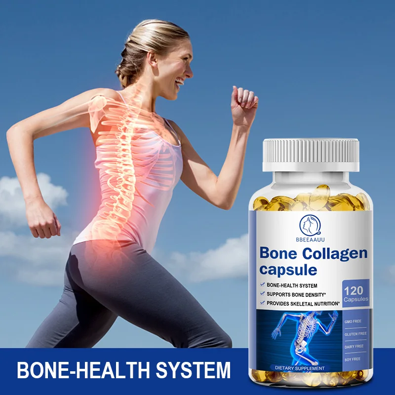 BBEEAAUU Bone Collagen Capsule Support Bone and Joint Health Osteoporosis Promote Flexible Action Strengthen Nails and Skin