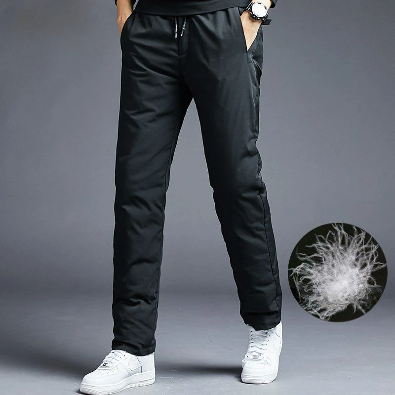 

New Down Wadded Trousers Men Outer Wear Autumn and Winter Middle-Aged and Elderly Thickened Straight Extra Long Pants