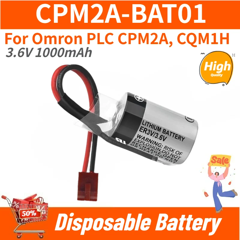 CPM2A-BAT01 Battery 3.6V 1000mAh ER3V Primary Lithium Battery for Omron PLC CPM2A, CQM1H
