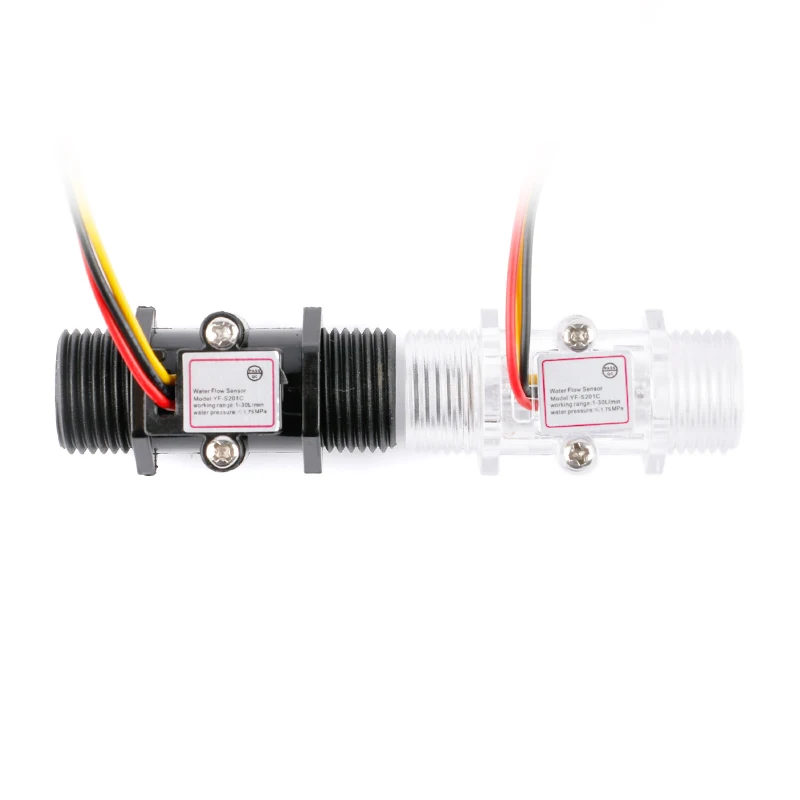 4 Points Transparent/black Flow Sensor Turbine Meter Water Flow Sensor Water YF-S201C