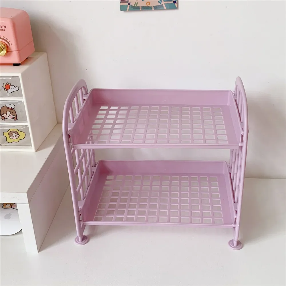 Doppels chicht Schreibtisch Veranstalter Regal Büro Schul bedarf Home Schlafsaal Desktop Briefpapier faltbare Kosmetik halter Regale Rack