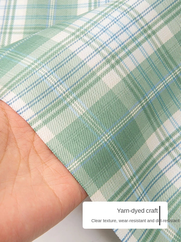 Plaid Fabric By The Meter for Jk Uniform Pleated Skirt Dress Clothes Sewing Diy Fabrics Grid Textile Polyester Cotton Blue Green