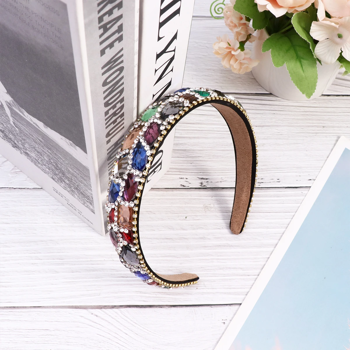 

Headbands Crystal Hairpin Hoop Simple Style Hoops Rhinestone Women Headwear Weave Accessories Creative Headdress Colorful Woman