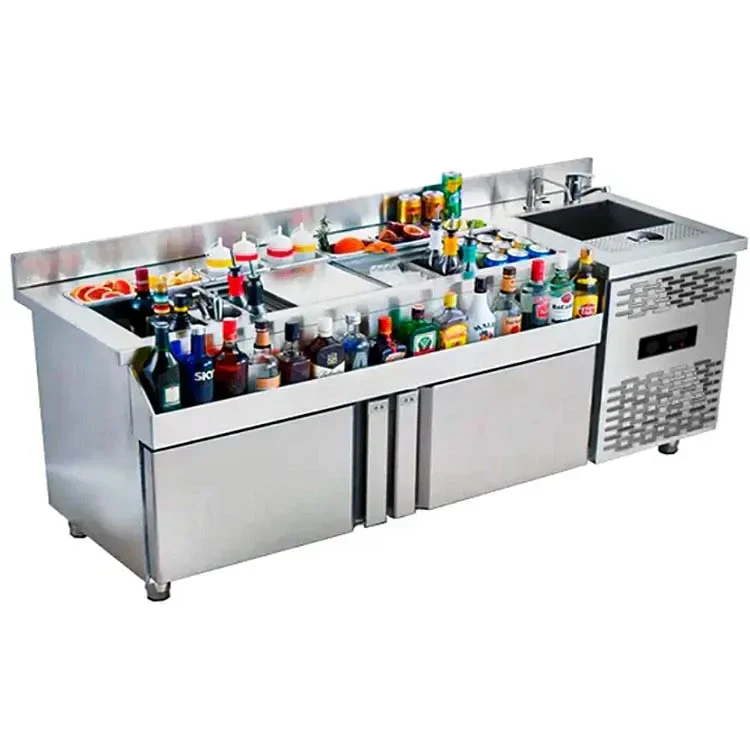 Commercial boba shop workbench container milk tea bar counter with equipment stainless steel bubble milk tea counter
