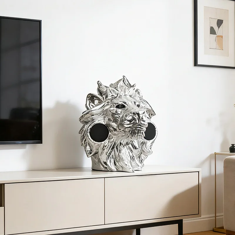 Handmade textured resin Bluetooth speaker, artistic modeling home lion audio, home decoration customization