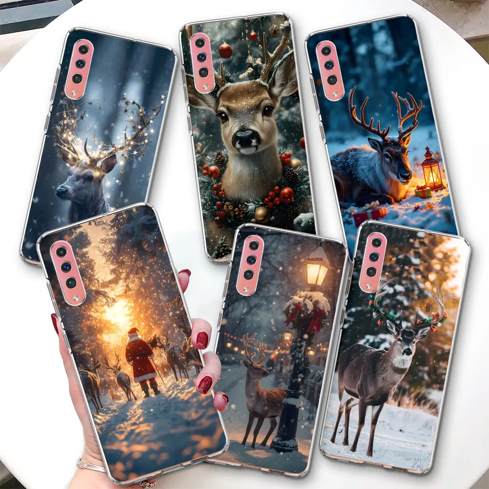 Transparent Case For Samsung A06 A07 A50 A04e A50s A05s A20 A30 A05 A20s A30s A02s A03 A04s A10s Soft Phone Cover Christmas Elk