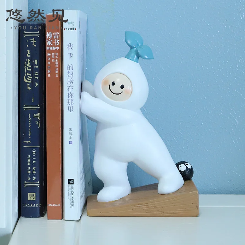 Creative home decor resin door stopper, cartoon door pusher, unique and novel study desk bookend
