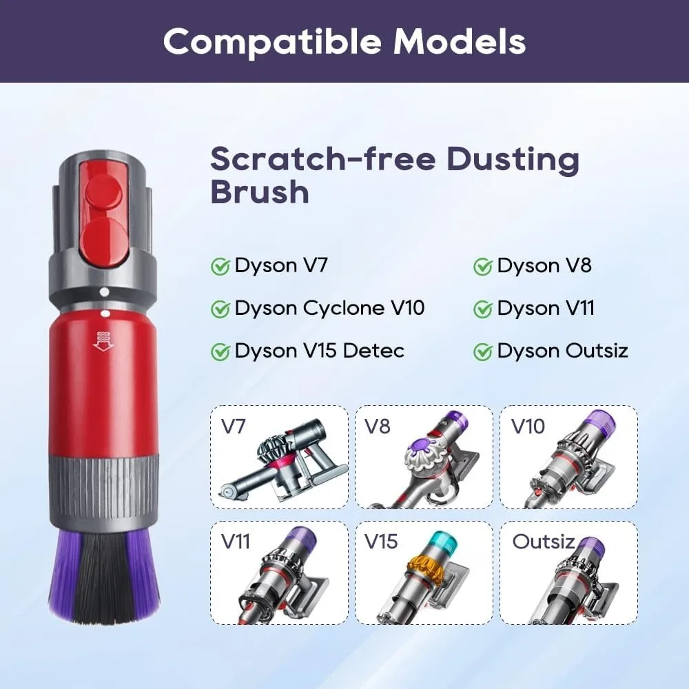 Traceless Scratch-free Dusting Brush Compatible with Dyson V7 V8 V10 V11 V12 V15 Handy Self-cleaning Soft Bristles Brush