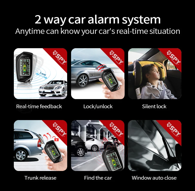 2-Way 1500 meter-Vibration alarm range Spy Car Burglar Alarm Security System Remote Starter Start/Stop Engine & Automatic arming