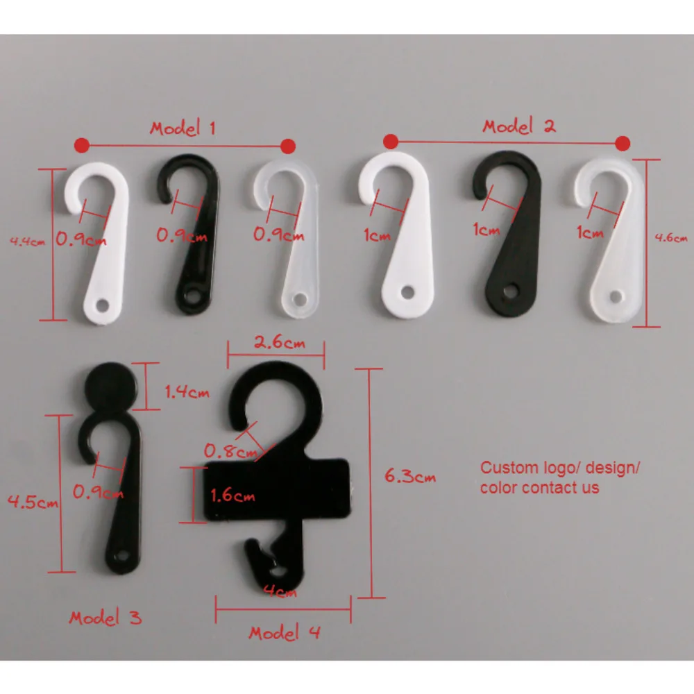 100pcs/lot Plastic Sock Hooks With Round Heads, Towel Display Hooks Blank Area For Printable Size Markings