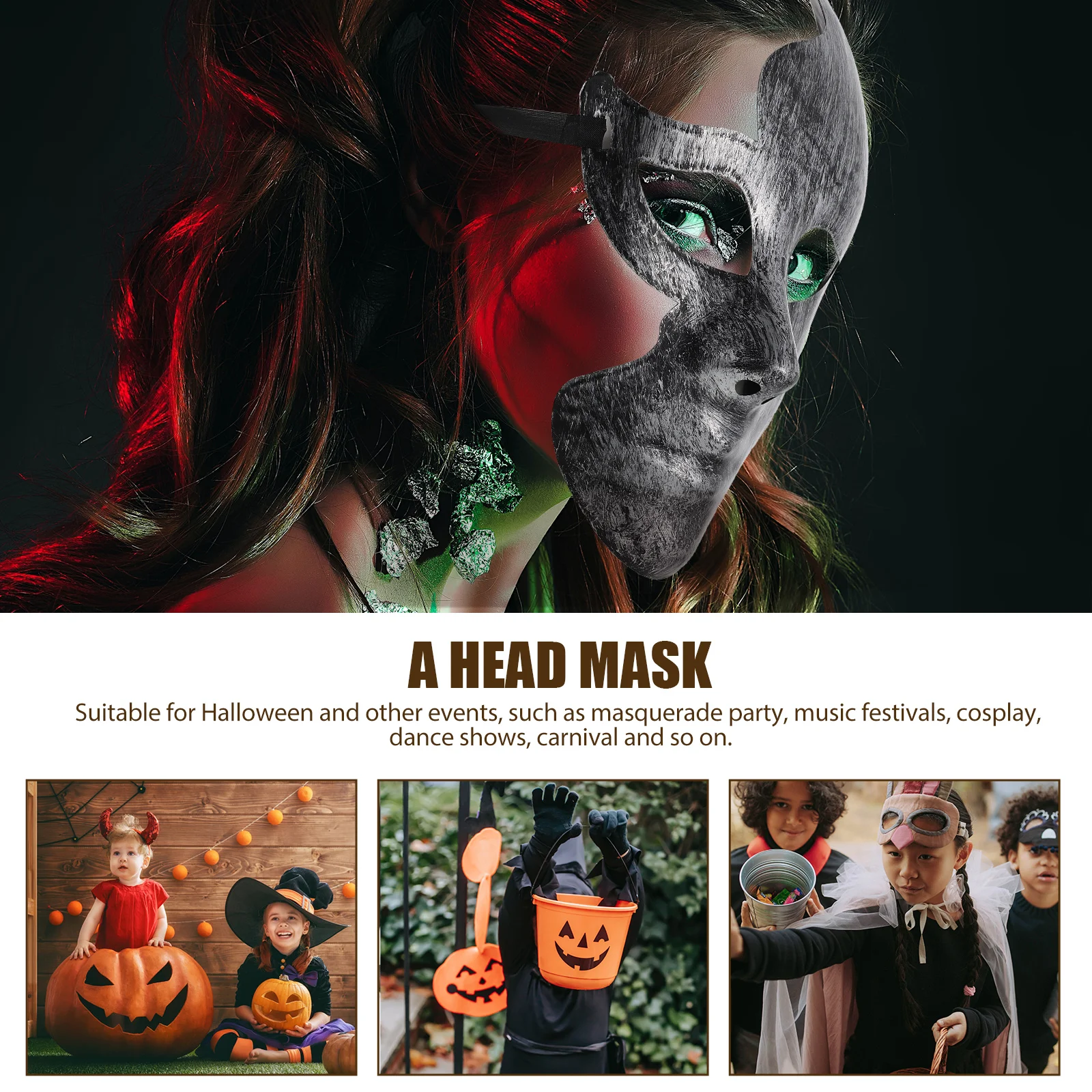 

2 Pcs Mask Skull Halloween Party Cosplay Costume Half Face Masquerade Prom