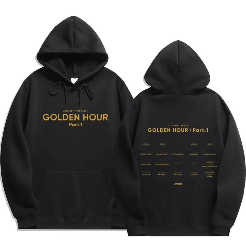 Fashion Ateez GOLDEN HOUR part 1 Hoodies Men Fashion Long Sleeve Sweatshirts men Cool Casual Harajuku Streetwear Pullovers