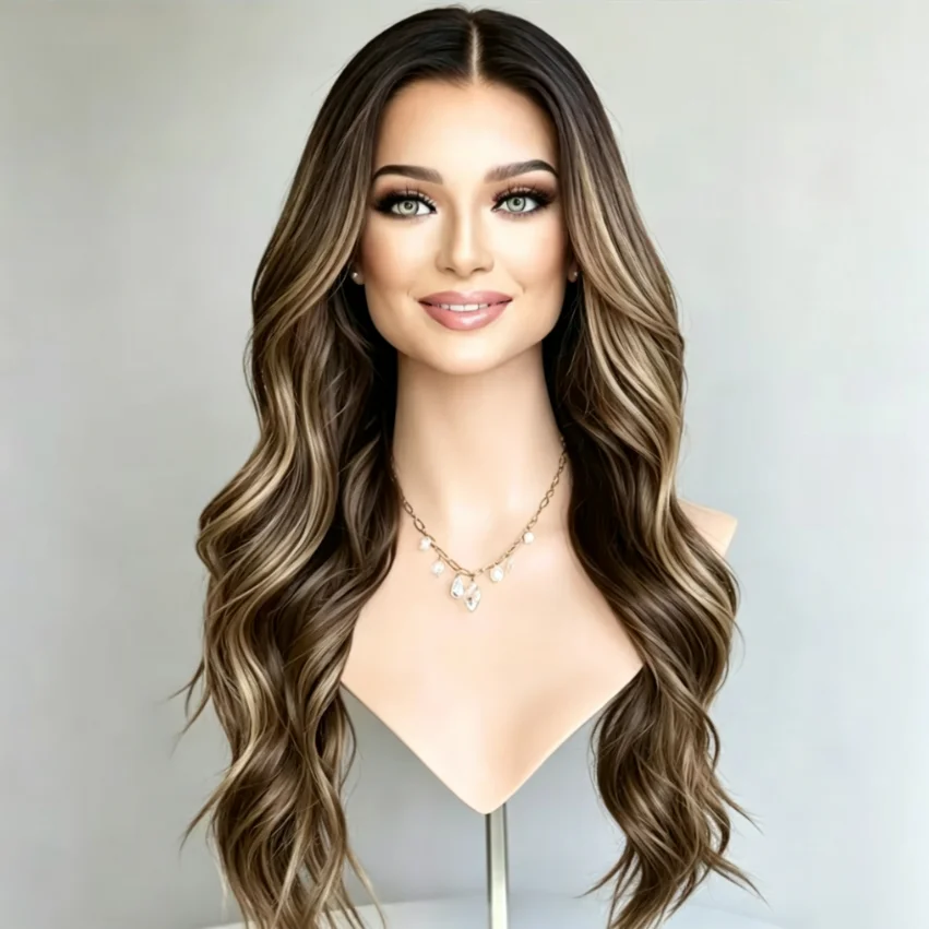 Glueless Natural Highlight Brown Body Wave Soft 5x5 Silk Base  Jewish Human Hair Wig  Baby Hair HD Lace European Hair Preplucked