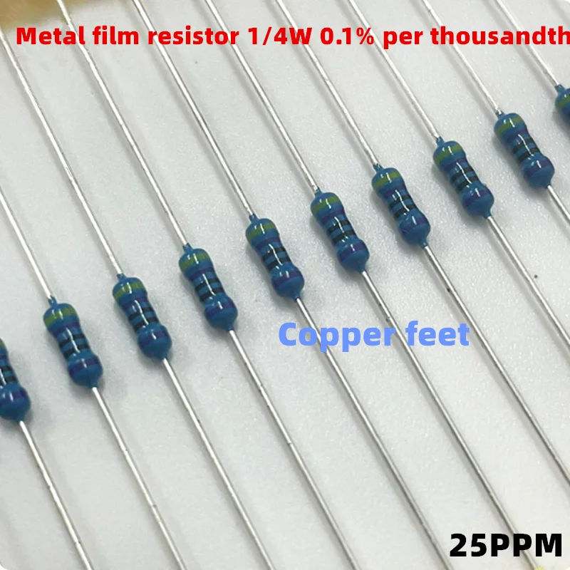 20PCS 1/4W One thousandth metal film 1/1000 High precision 0.1% 25PPM 0.25W 1.5R 2R 3R 2.2R 3R 39R 100R 910R 1K 2.2K 1M 56K 820K