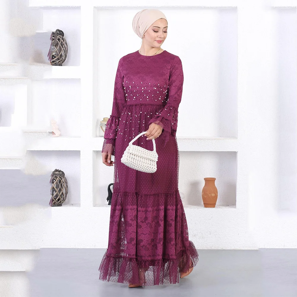 فساتين سهرة طويلة مخصصة برقبة دائرية أنيقة للمناسبات الرسمية فساتين حفلات 2025 بأكمام طويلة طول الأرض فساتين لحضور الحفلات الموسيقية