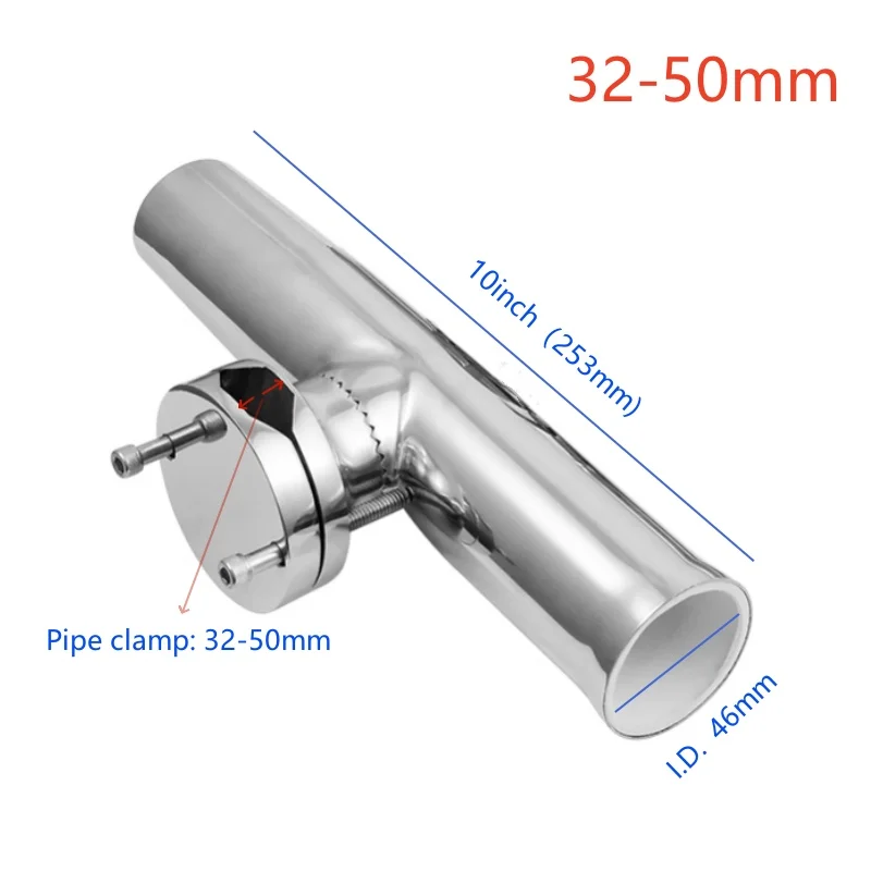 Large Size Boat Accessories Fishing Rod Holder Stainless Steel Clamp On Fishing Rod Holder Rails 32mm To 50mm Tube Yacht