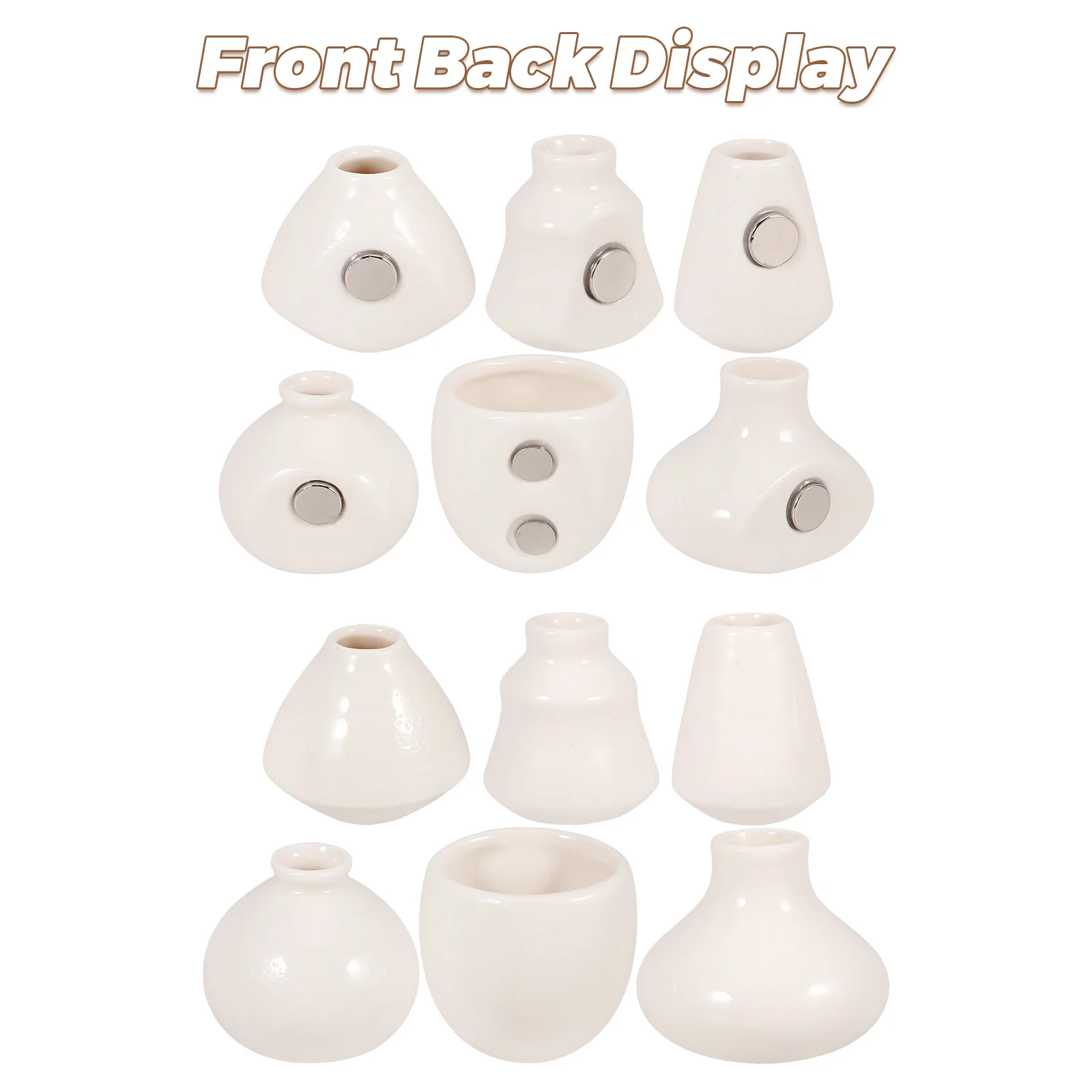 แม่เหล็กติดตู้เย็นเซรามิก 6 ชิ้น รูปแจกันขนาดเล็กเรียบง่าย สำหรับปลูกต้นไม้ ตกแต่งบ้าน สำนักงาน ระเบียง ทำจากพอร์ซเลนสีขาว