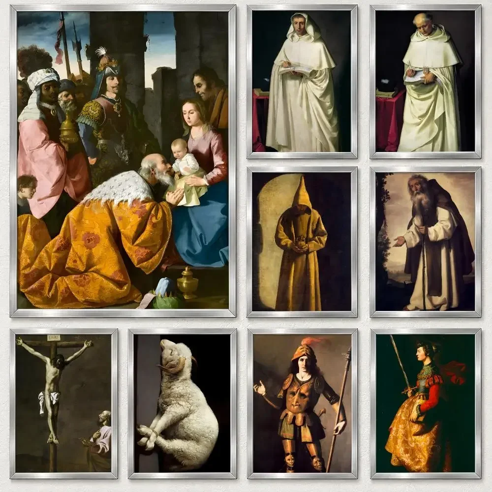Spanish Baroque Artist Francisco de Zurbaran Poster Self‑Adhesive Waterproof PP Poster Wall Art Home Decor
