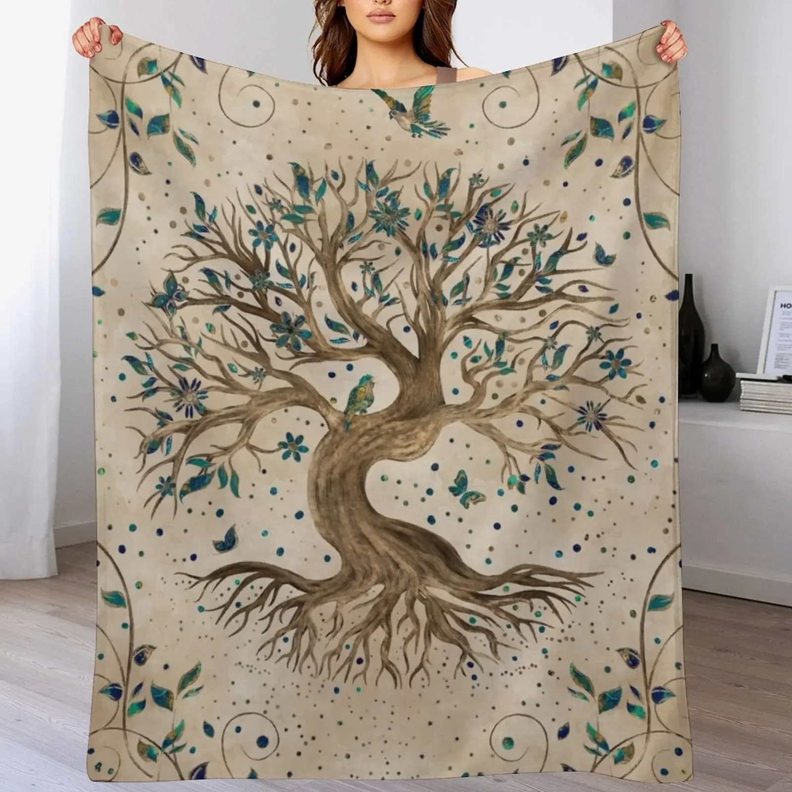 Tree of Life - Yggdrasil Throw Blanket Soft Polar Flannels Travel Blankets