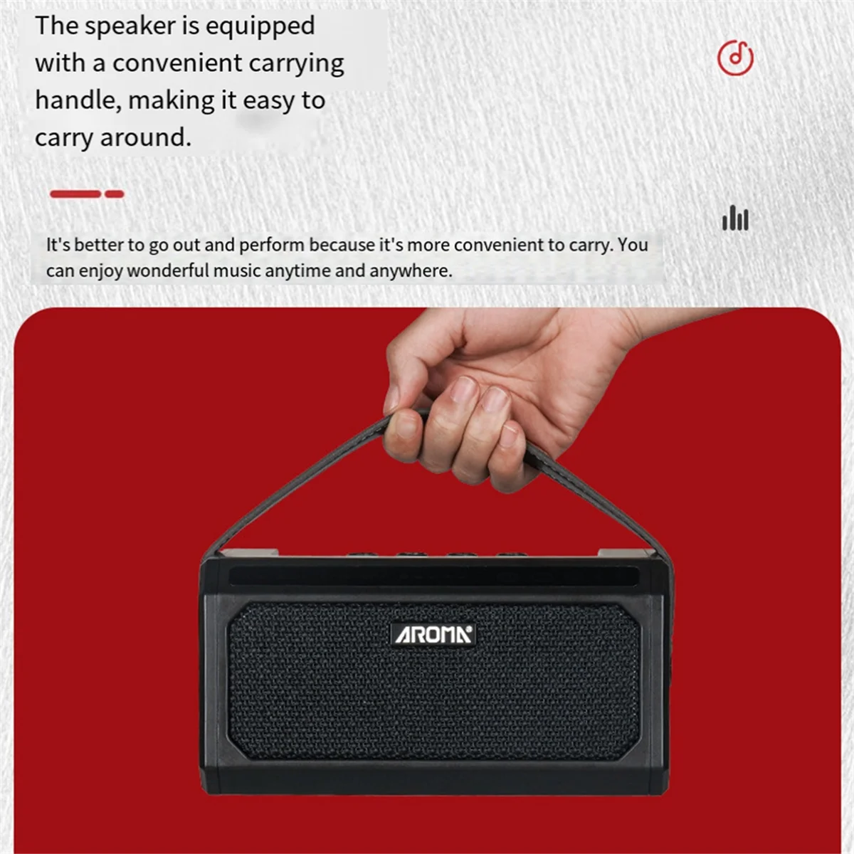 

ABJQ AROMA Guitar Amplifier -08 10W with Clean, Delay, Overdrive, Distortion, Metal, 5 Hours Battery Life, Carrying Strap