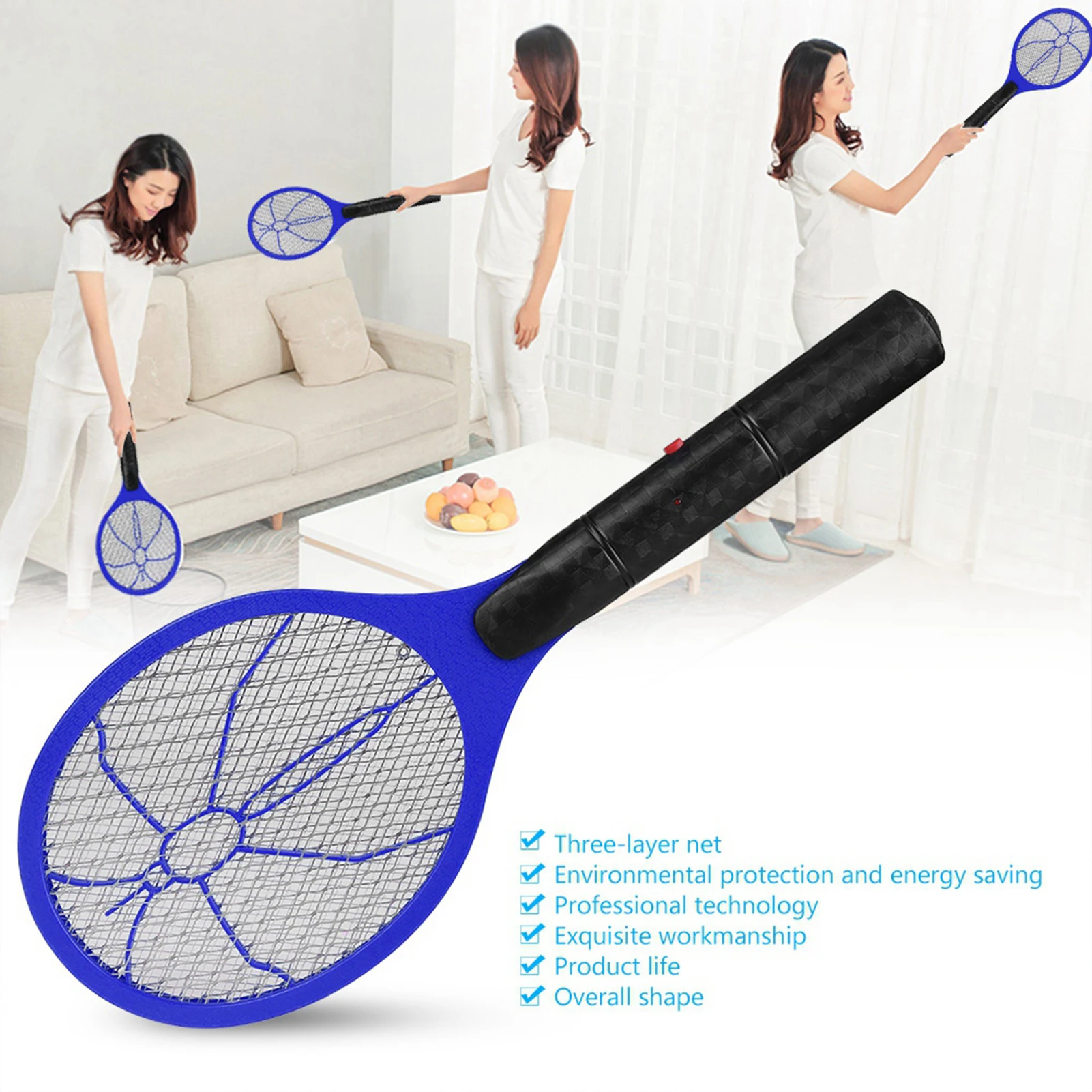 Cordless Battery Power Electric Fly Mosquito Swatter Bug  Racket Insects Killer Battery Mosquito Swatter