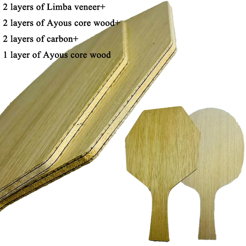 DIY Table Tennis Blade Rotundity Hexagon 7 Ply Wood Limba Top Layer Ayous Core Professional Ping Pong Bat Paddle with Handle