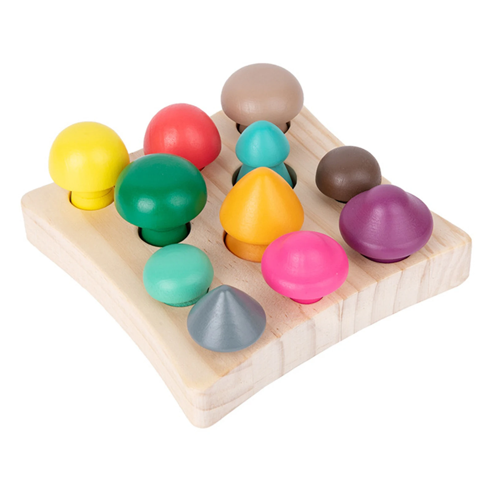 

Деревянные радужные блоки, игра для сбора грибов, Монтессори, развивающие детские игрушки